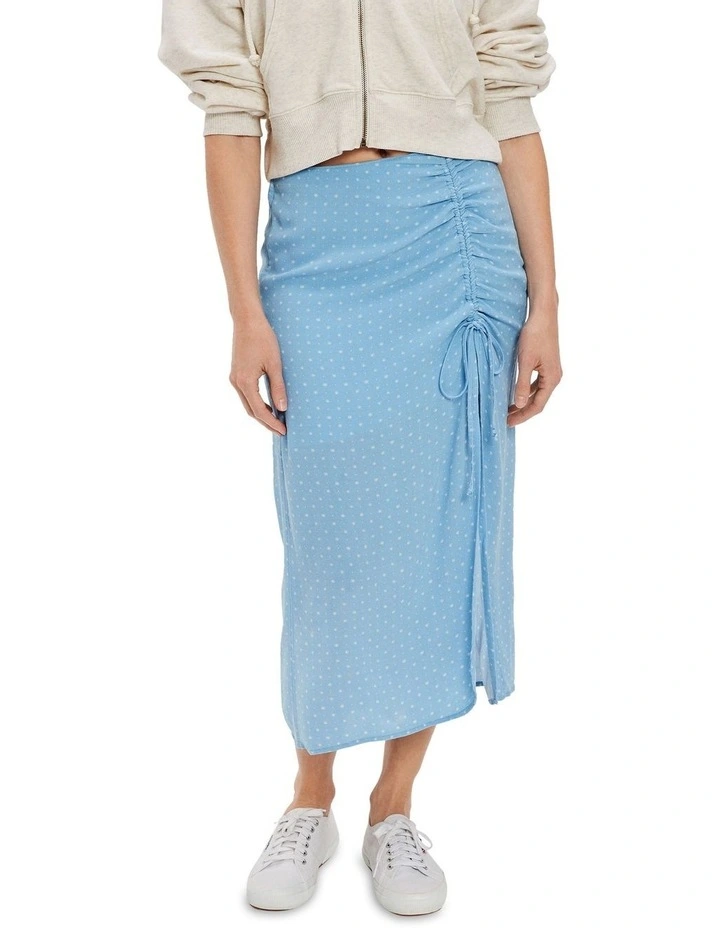 Floral Slip Midi Skirt in Blue