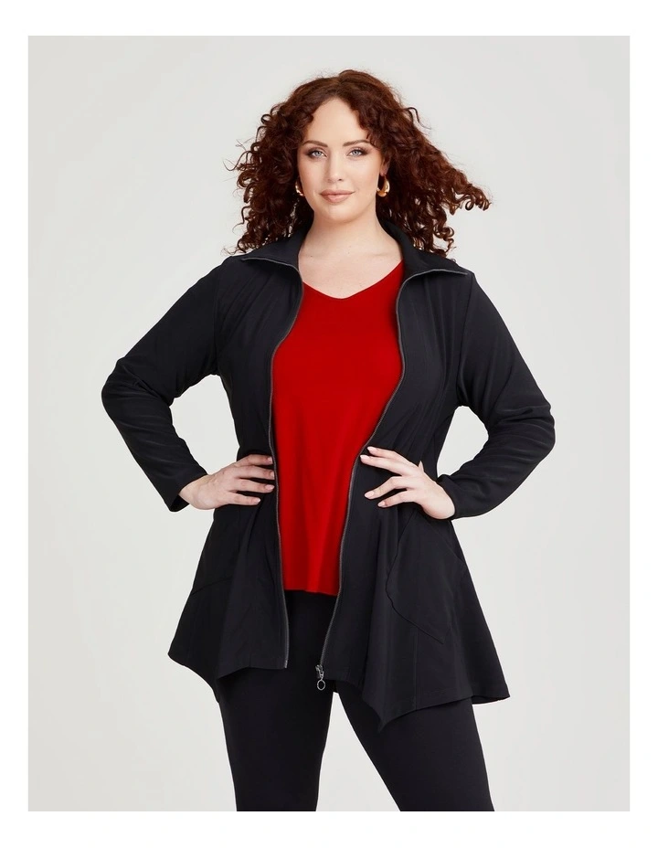 Zip Double Knit Jacket in Black