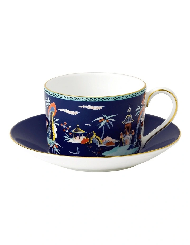 Wonderlust Pagoda Teacup & Saucer Dark Blue