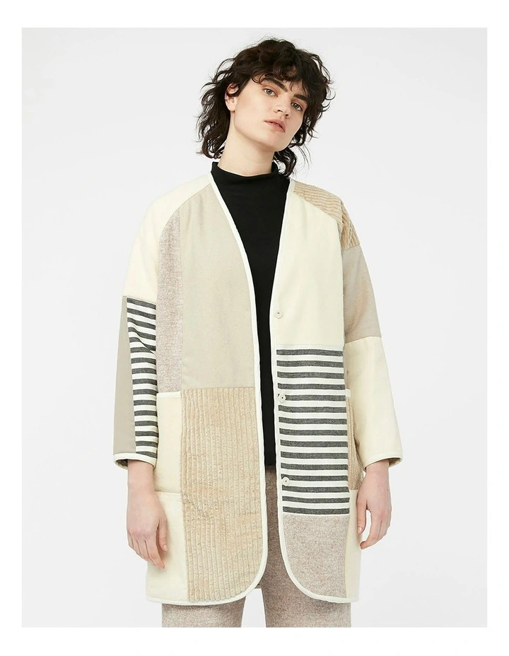Mosaic Reversible Coat in Cream/Beige