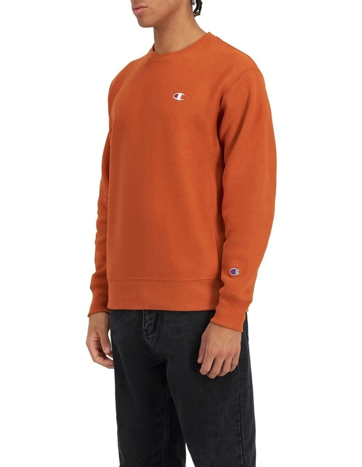 Reverse Weave Crew in Orange