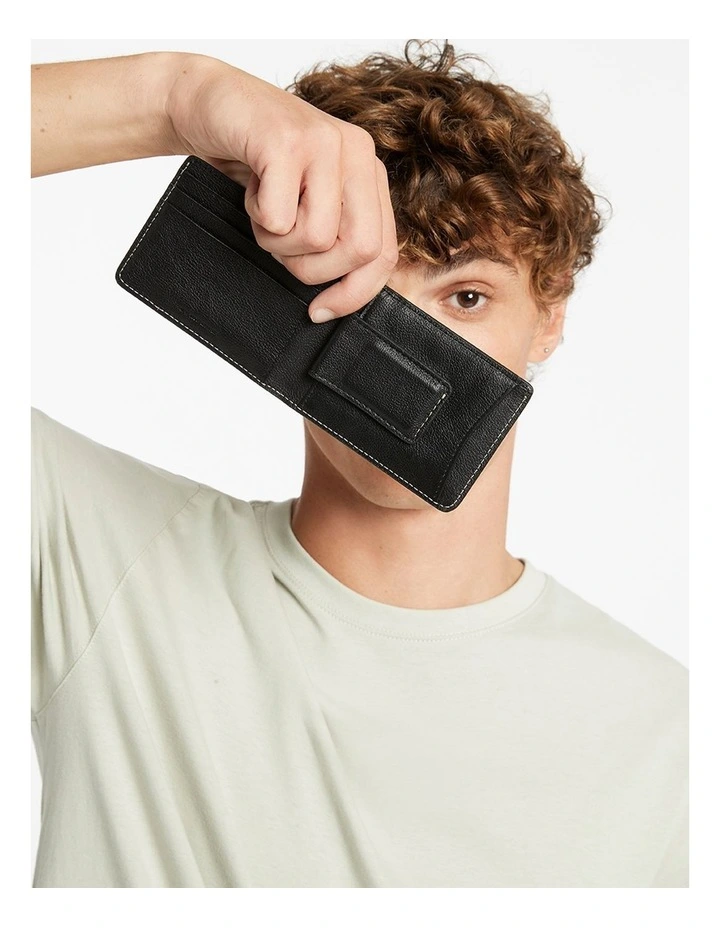 Ethan Leather Wallet with Magnet Cash Grabber in Black