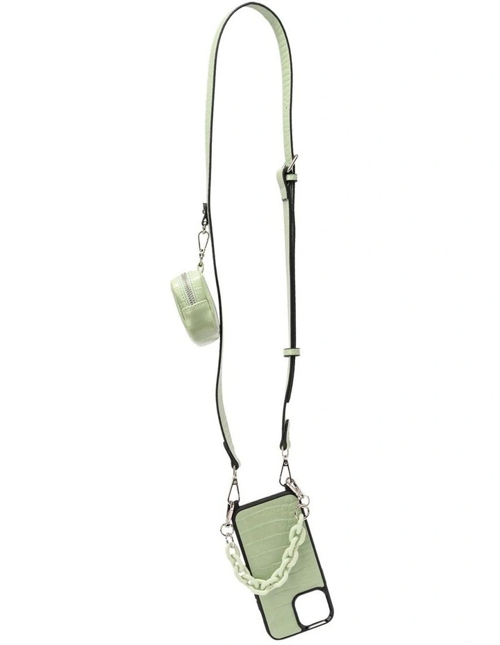 Calissa Croco Lanyard Phone Case iPhone 13 Pro Max in Green