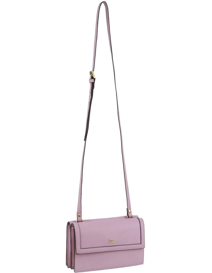 Leather Flap Over Cross-Body Bag in Pink
