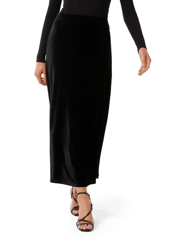 Sally Velvet Maxi Skirt in Black