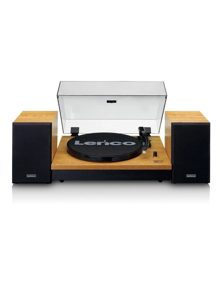Turntable with Bluetooth & 2 Separate Speakers in wood