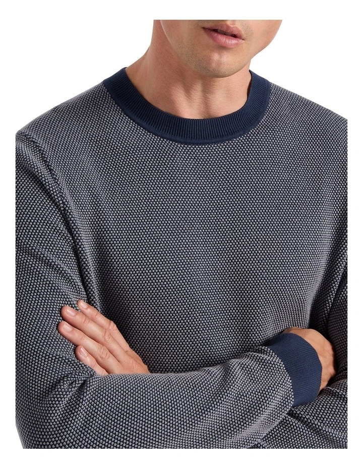 Conrad Seed Stitch Knit Top in Navy Multi