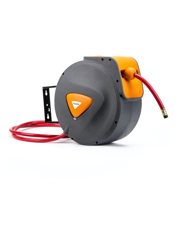 Air Hose Retractable Reel Auto Rewind Heavy Duty Wall Mounted 30m in Grey
