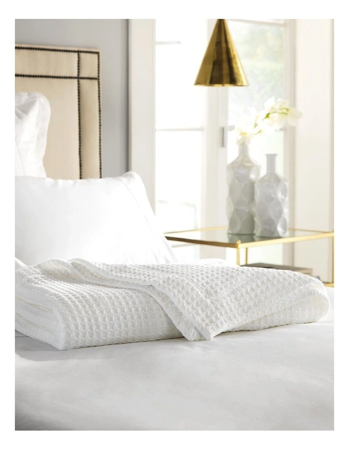 Cotton Waffle Blanket in Snow