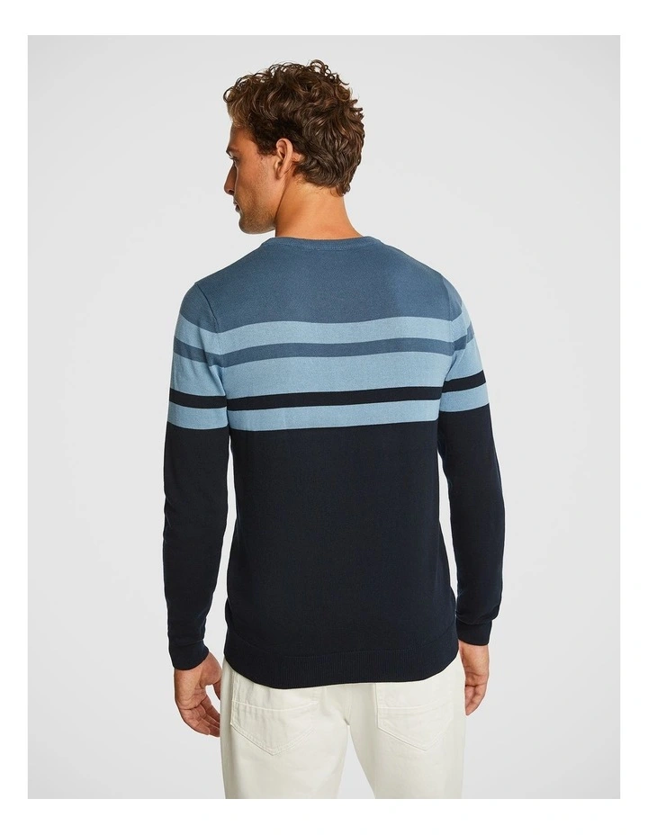 Irving Splice Knit Sweater in Blue