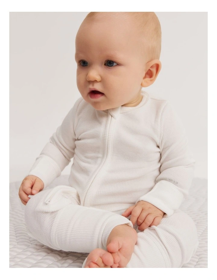Organically Grown Cotton Rib Jumpsuit in White