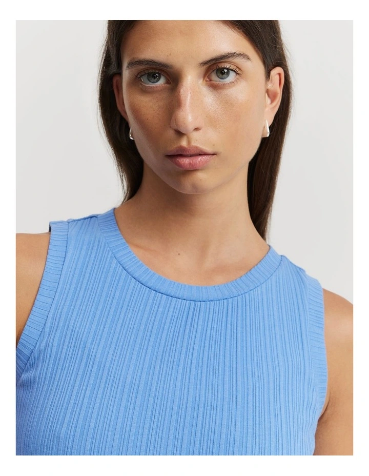 Rib Tank Dress in French Blue