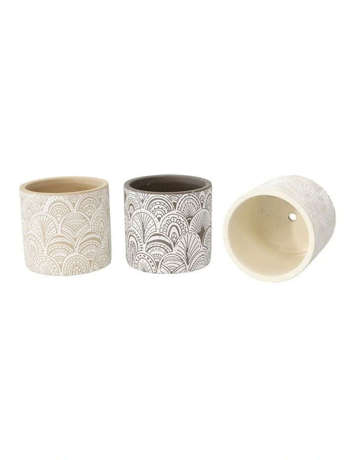Fan Flower Pot Planter Set of 3 in Multi