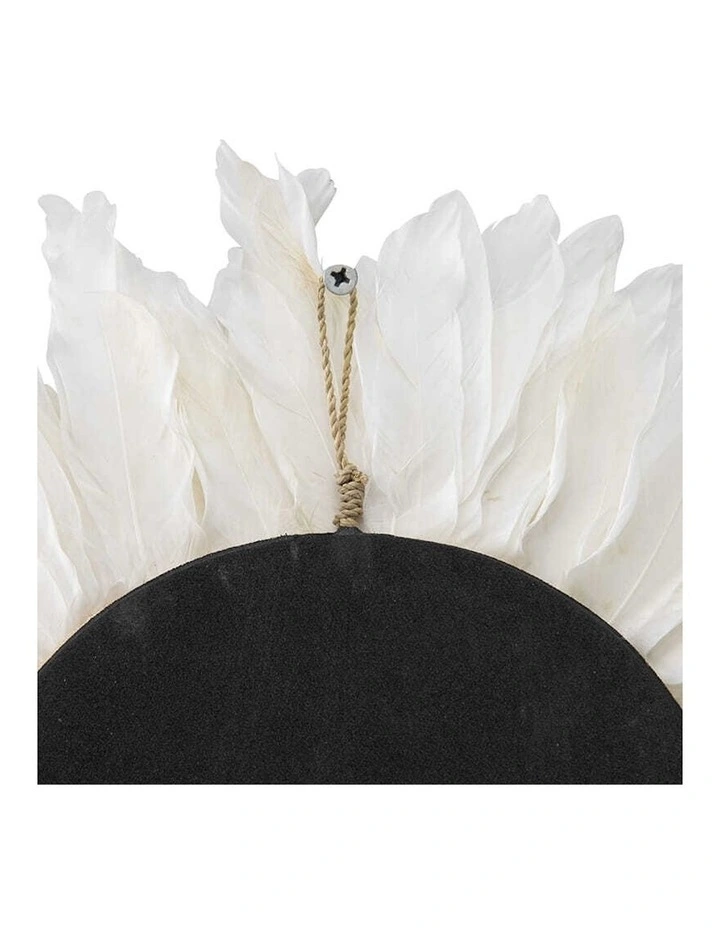 Handmade Round Feather & Shell Wall Art in Multi