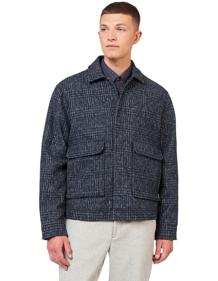 Wool Blouson Jacket in Blue
