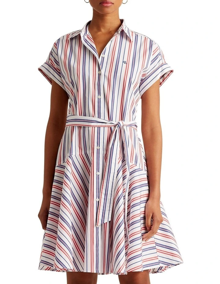 Striped Cotton Broadcloth Shirtdress