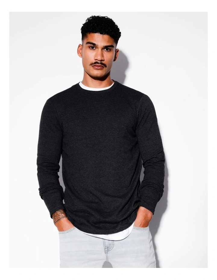 Logan Ls Rib Tee in Charcoal