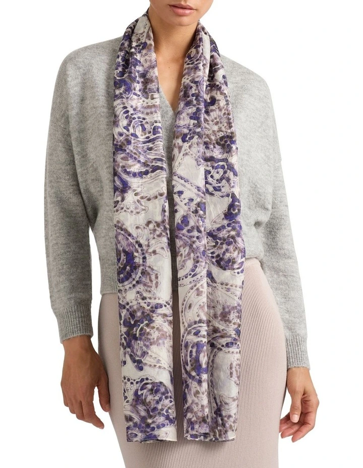 Ravenna Silk Scarf in Marbles Multi