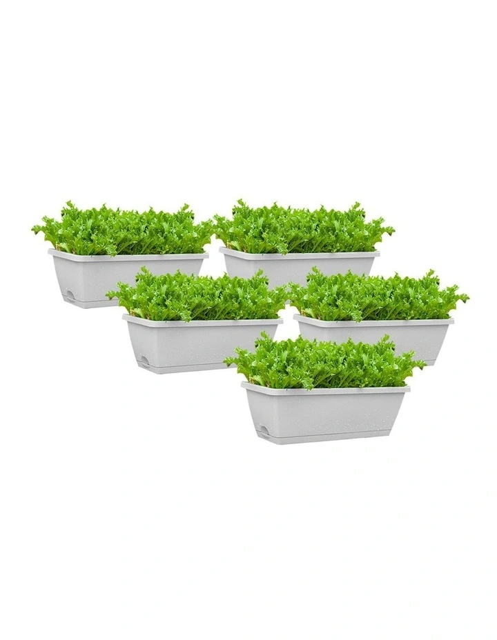 Rectangular Planter Plastic Box with Holder 49.5cm Set of 3 in Grey