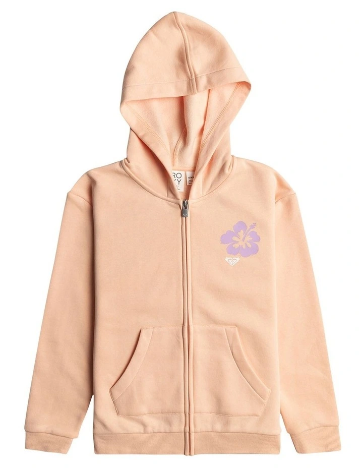 Surf Feeling Zipped brushed Fleece Hoodie in Peach Parfait