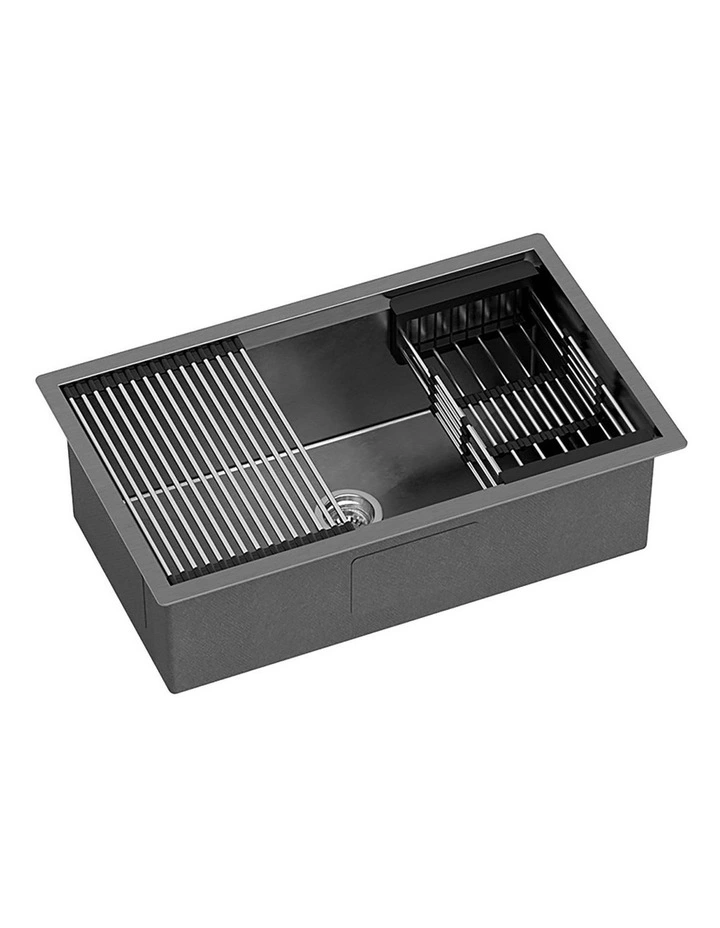 Kitchen Sink Single Bowl Drain Rack Basket 70X45cm in Black