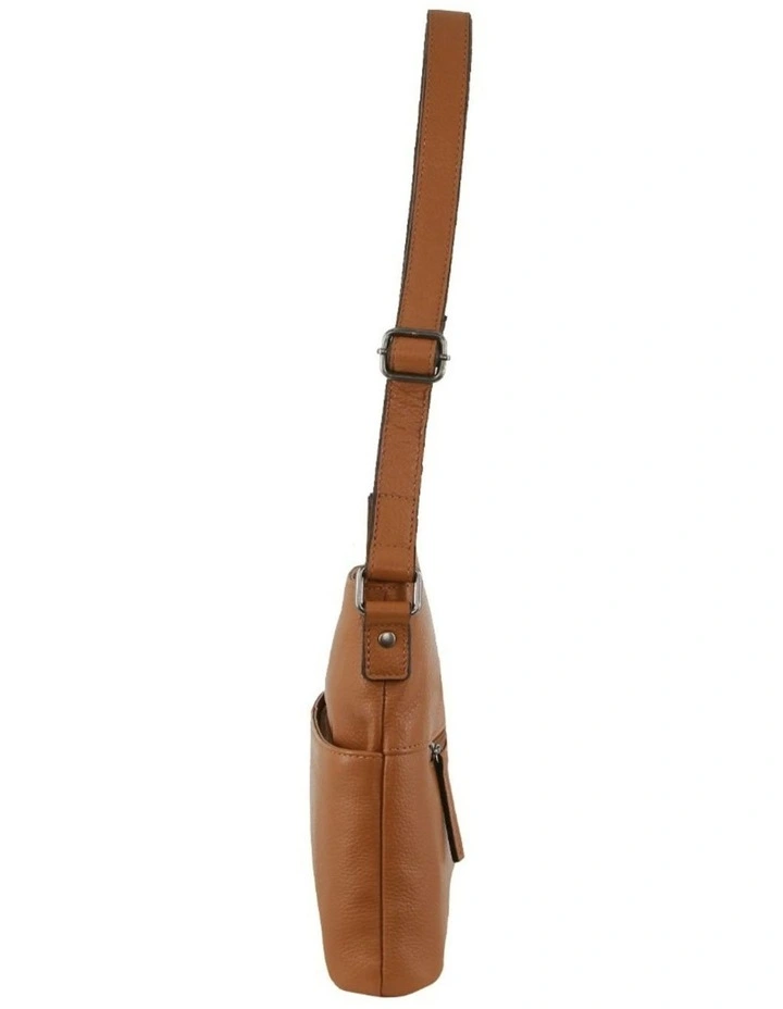 Nappa Leather Square Cross-Body Bag in Cognac