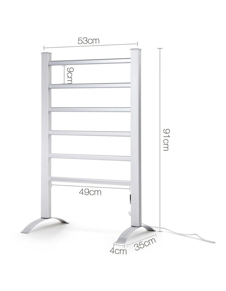 Electric Heated Towel Rail Rack Freestanding Clothes Dry Warmer 6 Bars