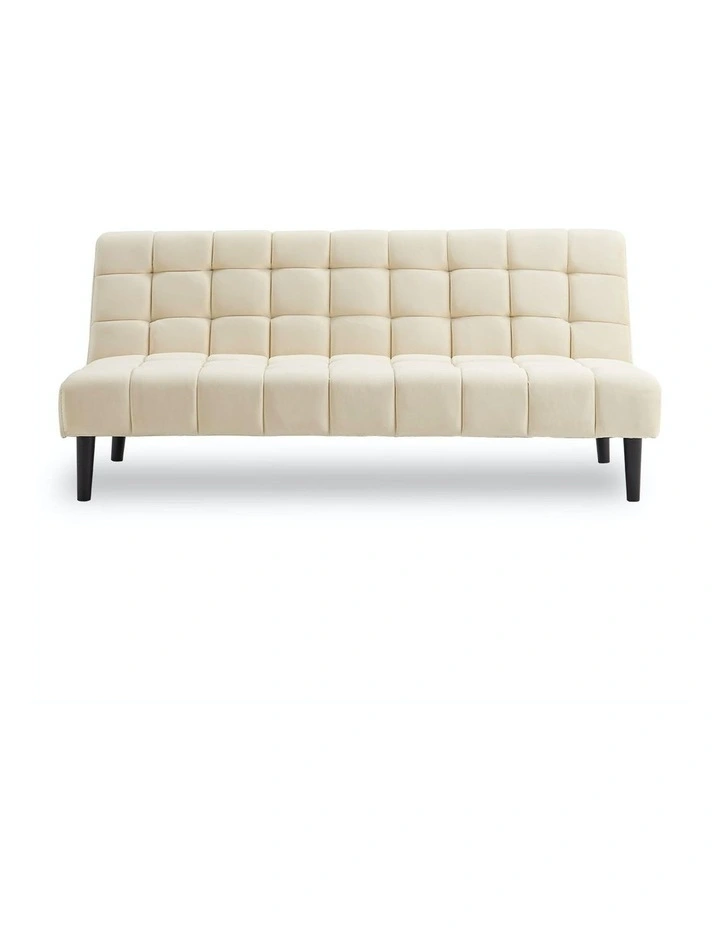 Faux Suede Fabric Sofa Bed Beige