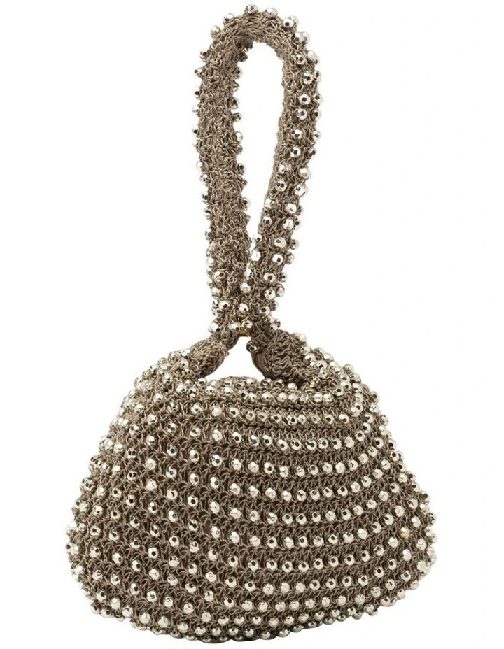 Tiana Dainty Beaded Bag in Light Gold