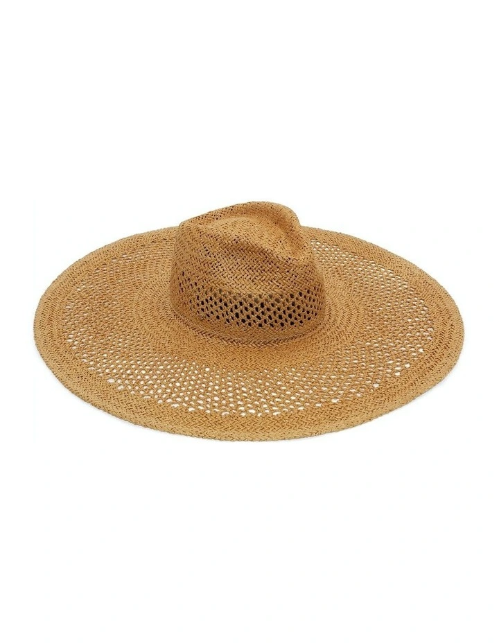 Atrani Wide-Brim Fedora Hat in Hazel