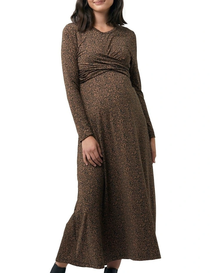 Shae Cross Front Nursing Dress in Tan