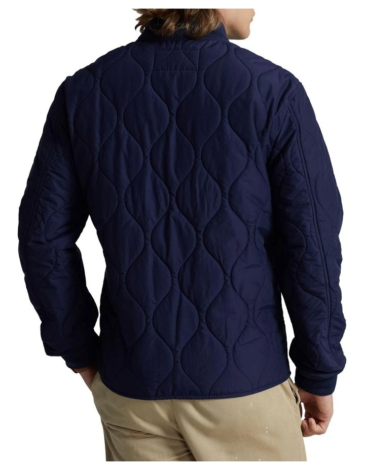 Quilted Bomber Jacket in Navy