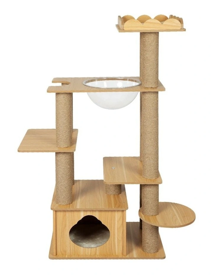 Cat Wood Scratching Tree Tower 130cm in Multi