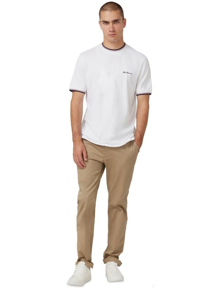 Signature Tipped Tee in White