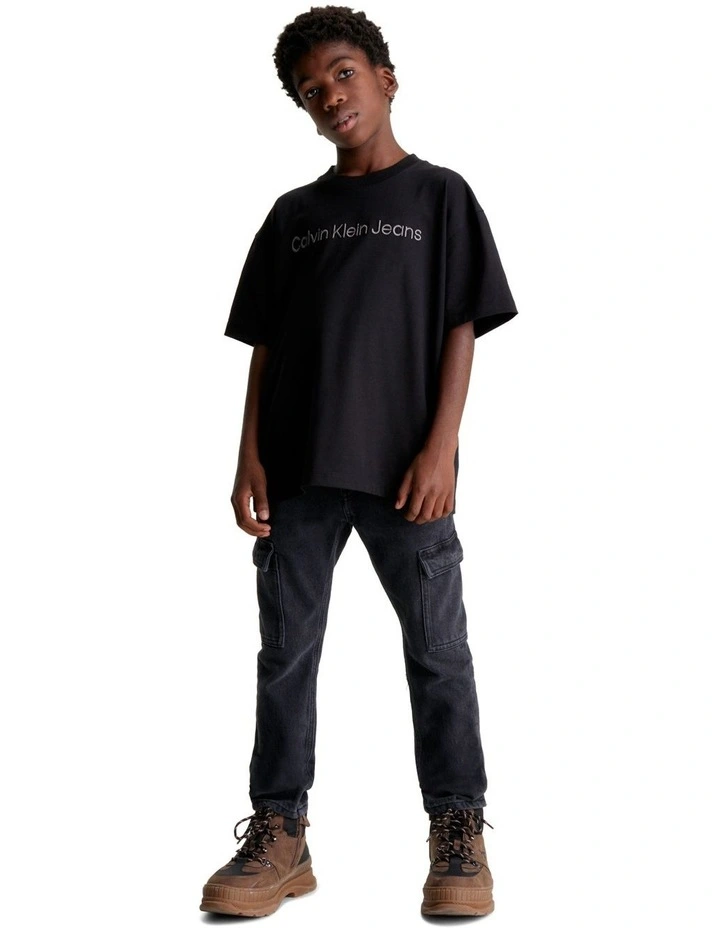 Raised Institutional Logo Short Sleeve T-shirt in Black