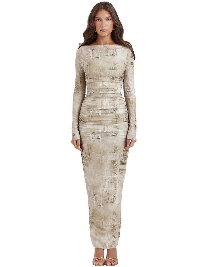 Lanetta Maxi Dress in Pale Sage Print