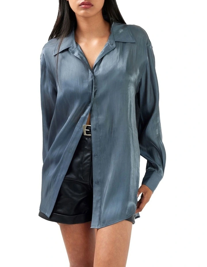 Back To You Irredescent Shirt in Slate