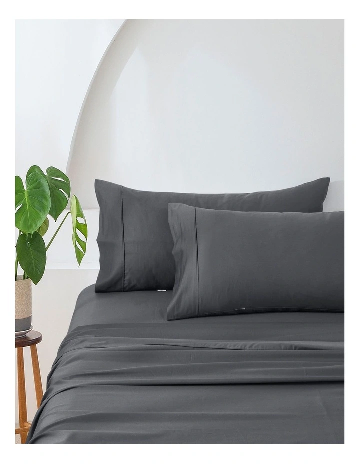 500TC Cotton Sateen Standard Pillowcase 2x in Charcoal