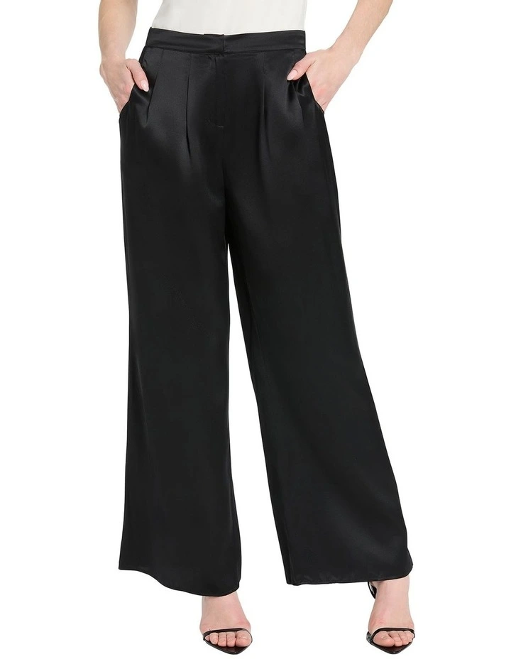 Archie Silk Palazzo Pant in Black