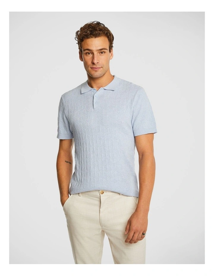 Sid Knitted Polo Shirt in Blue