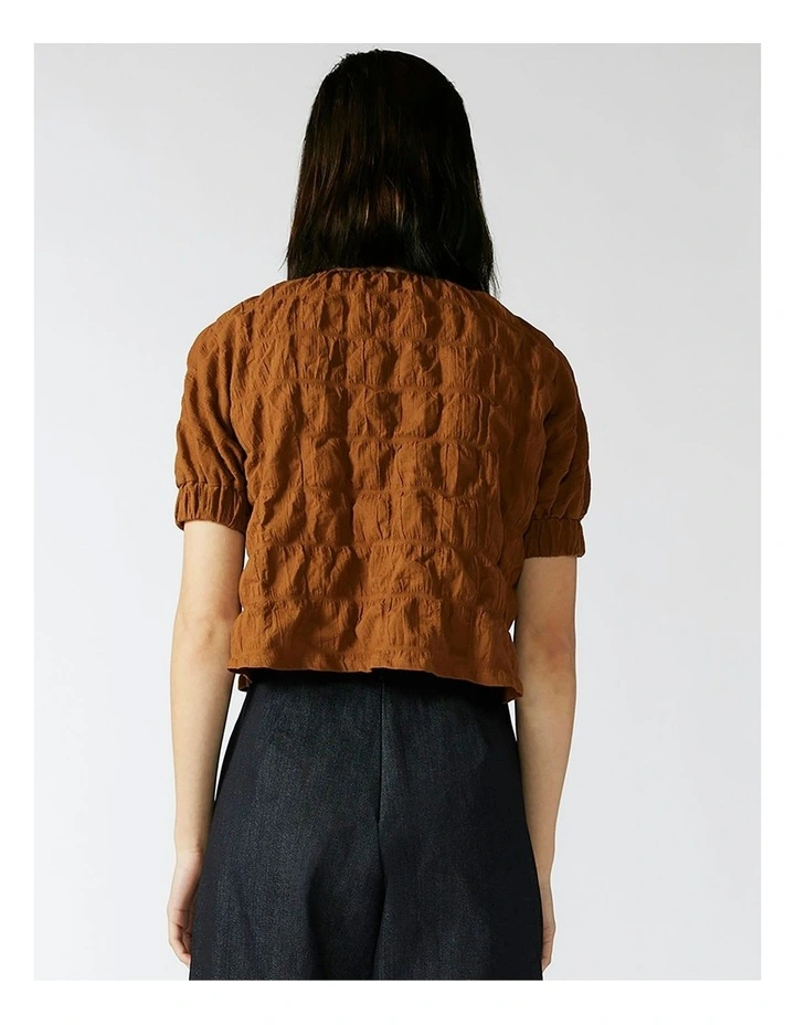 Terracotta Short Sleeved Top in Burnt Orange