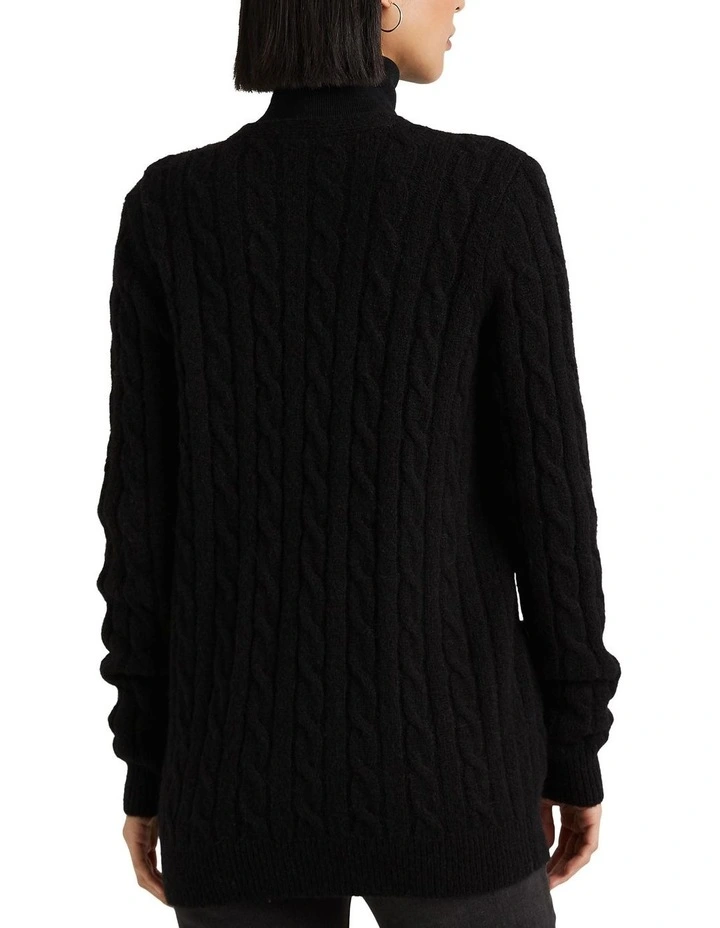 Bullion Cable-Knit Cardigan in Black