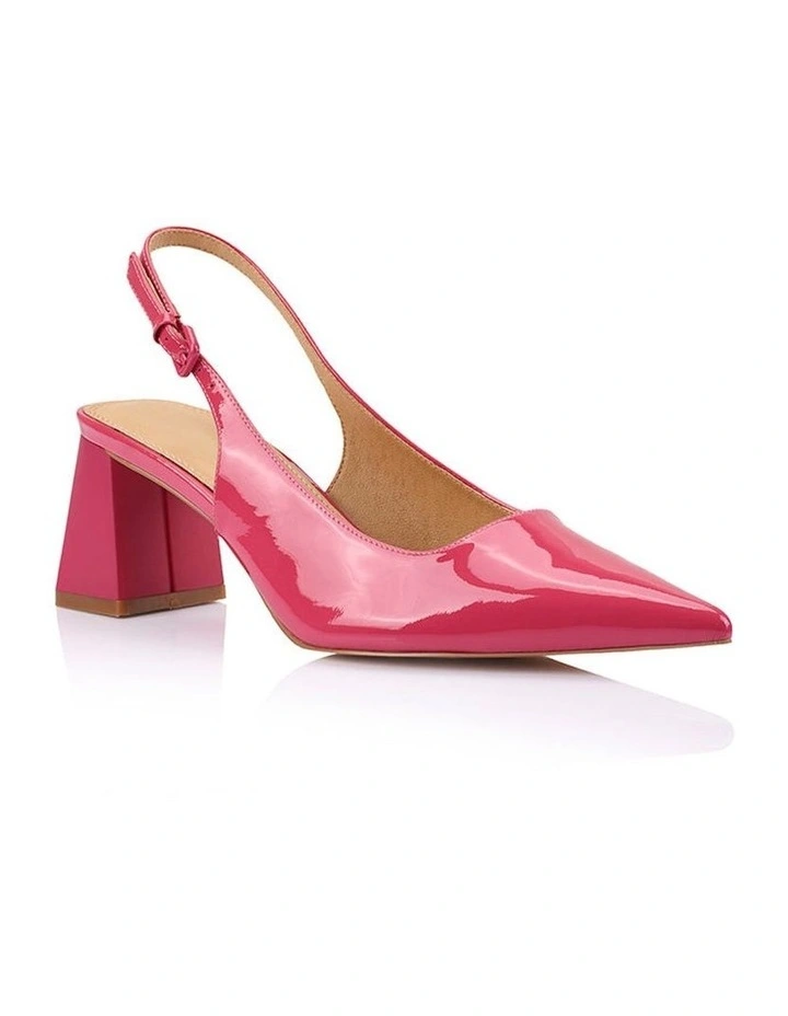Yarra Pointed Toe Slingbacks Heel in Raspberry Patent