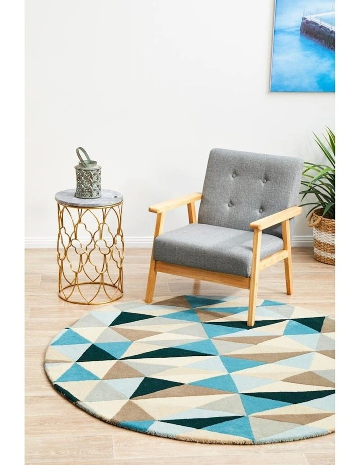 Matrix Pure Wool 901 Round Rug in Turquoise
