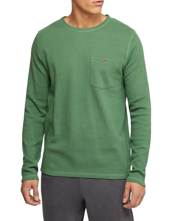Albert Waffle Long Sleeve Tee in Green