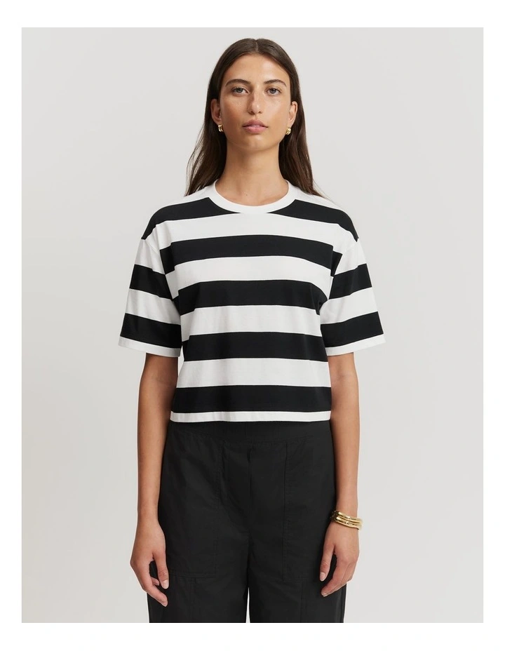 Stripe Crop T-shirt in Black Stripe