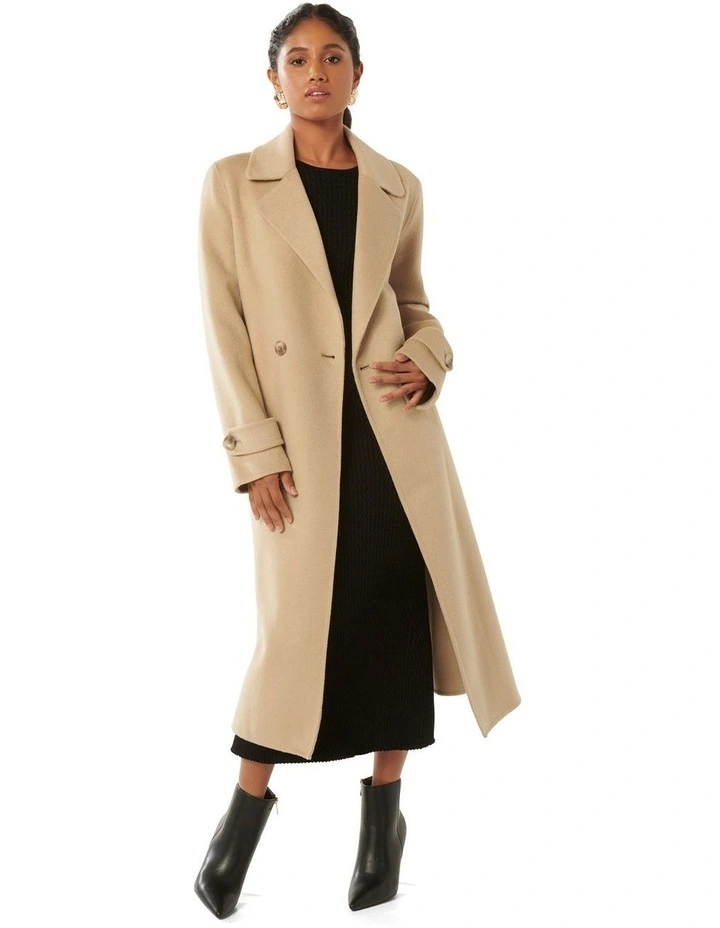 Carter Felled Seam Coat in Beige