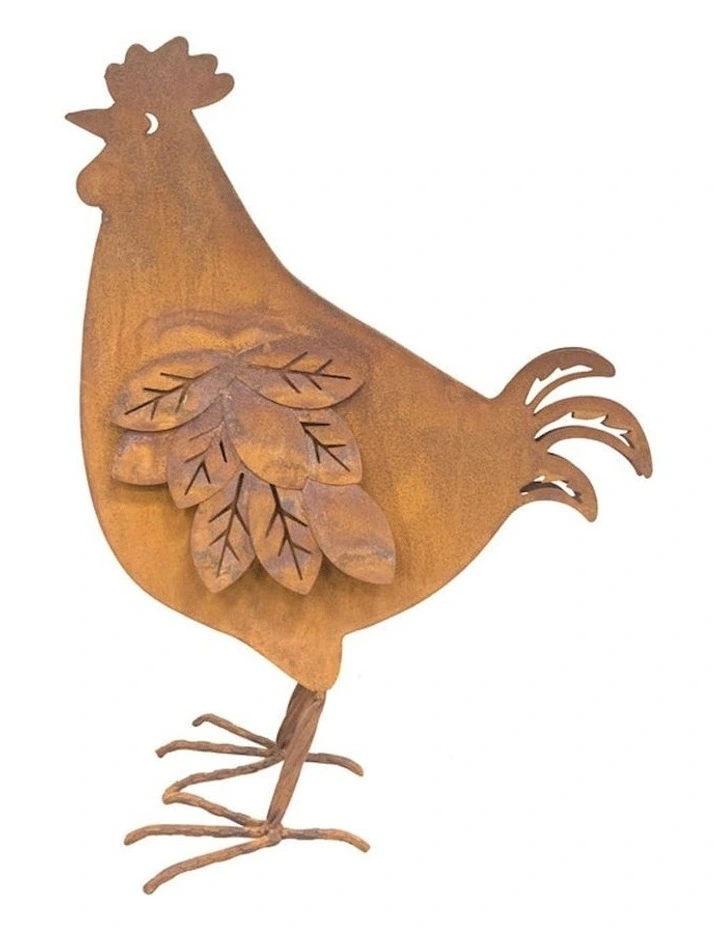 Garden Ornament Chook in Rust