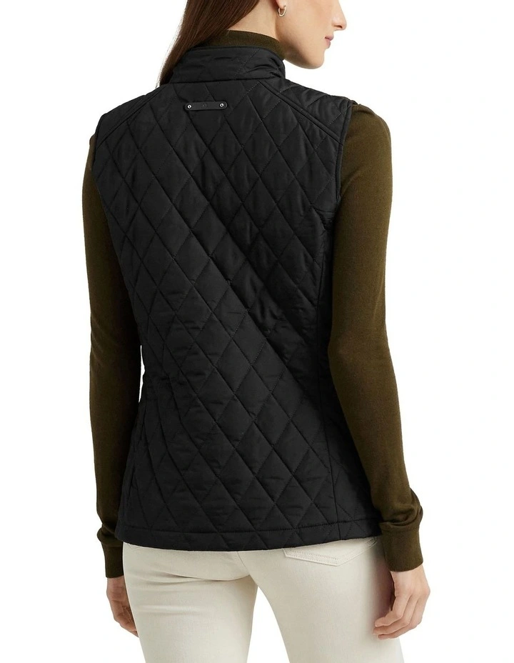 Diamond-Quilted Mockneck Vest in Blue