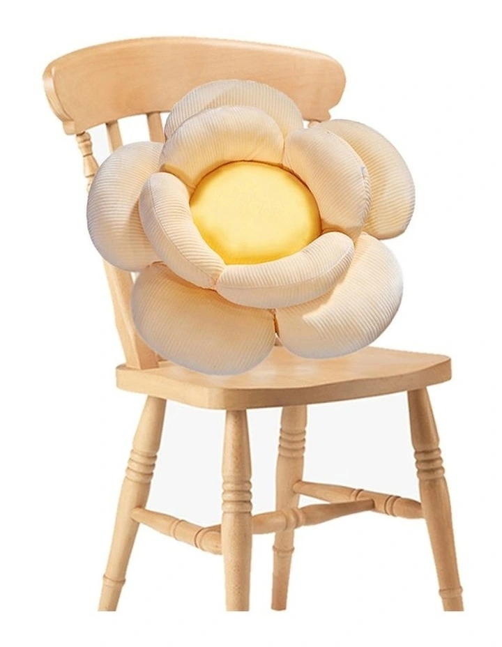 Double Flower Shape Cushion in Beige